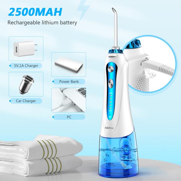 10 Nozzle Tips Rechargeable Water Flosser , Lithium Battery Water Floss Machine