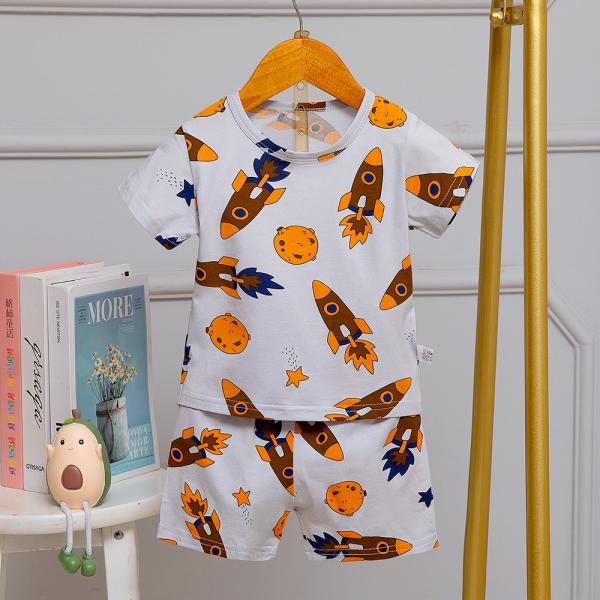 Girls Lightweight Cotton Summer Pajamas Full Flower Top With Trouser Set