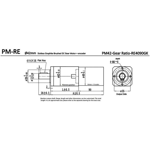 High Strength 24V 42mm Planetary Gearbox Motor 10000mNm 2017RPM ​​
