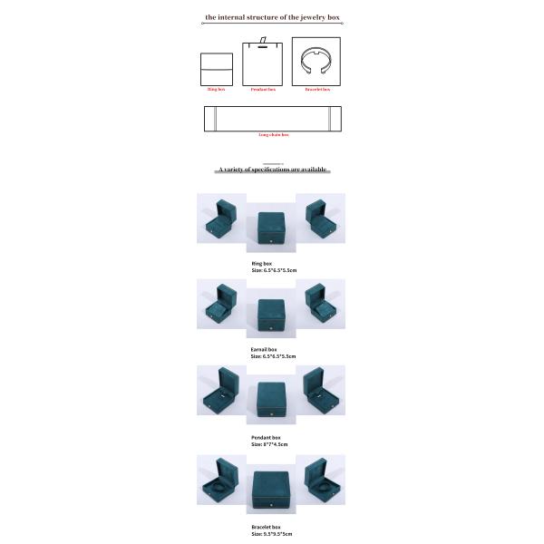 OEM ODM Box de bijoux de luxe personnalisé de haute qualité Blue Velvet Jewelry Box avec logo