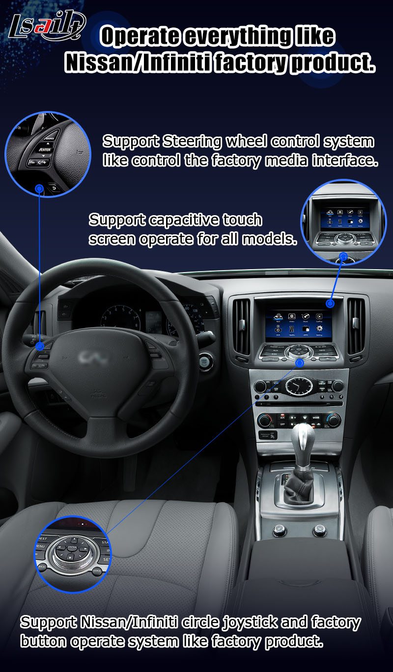 Мультимедиа NISSAN навигации GPS взаимодействуют андроид Carplay 1.8G для Infiniti G37 G25