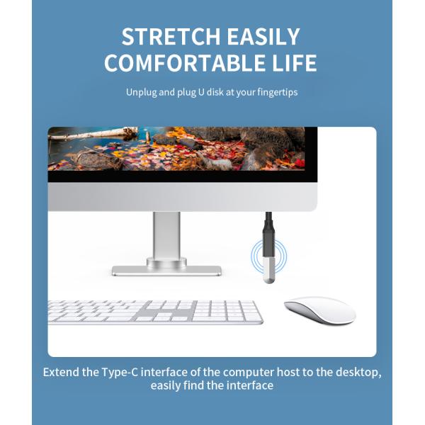 3.1 Nylon Braided USB Cable Type C Extension Male To Female Angle Plug