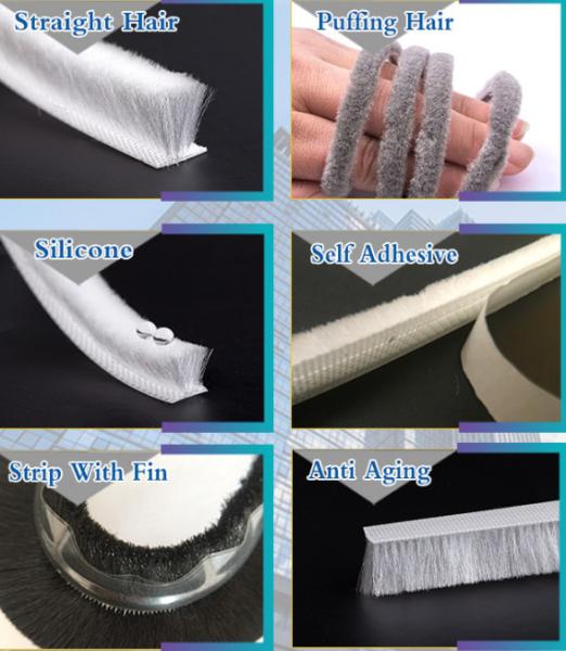 ABM Soft pile weather strip with double side 3M tape for window and door