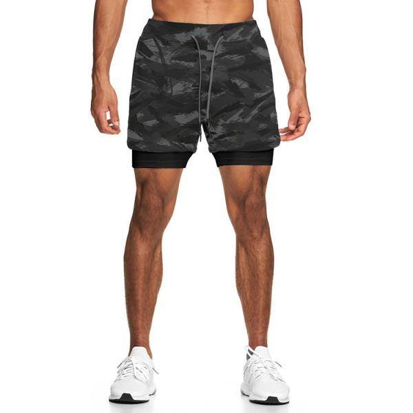 Custom Logo Double Layers Fitness Sportswear Mens Workout Compression Running Gym Shorts