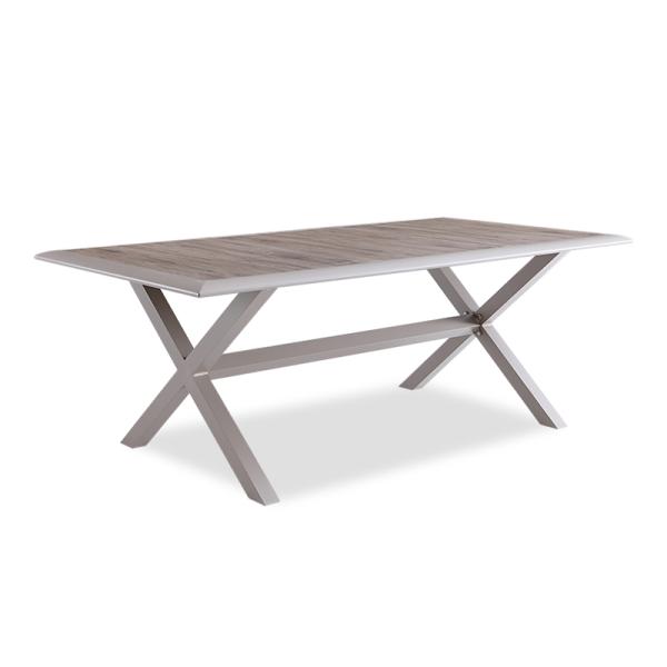 Outdoor Metal Patio Garden Dining Table Set With 3m Wood Table And Balcony Lounge Chairs