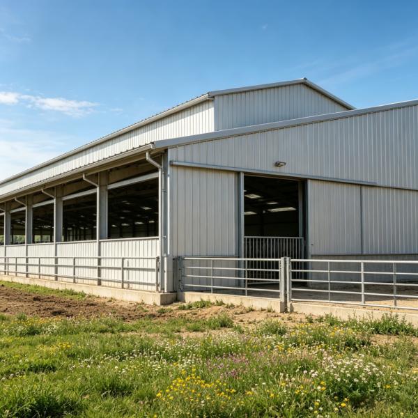 Prefab Steel Structure Cow House for Livestock Breeding Farm Column-Free Ranch Cattle Barn