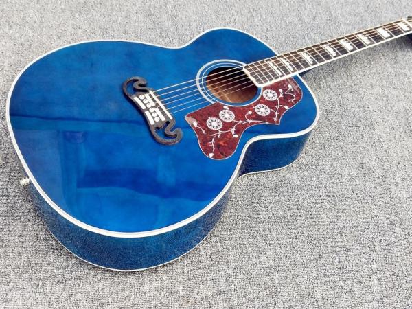 Top quality Gibson Blue G200 classic acoustic guitar,Golden Hardware,Solid Sprue top,Factory Custom Maple body guitar