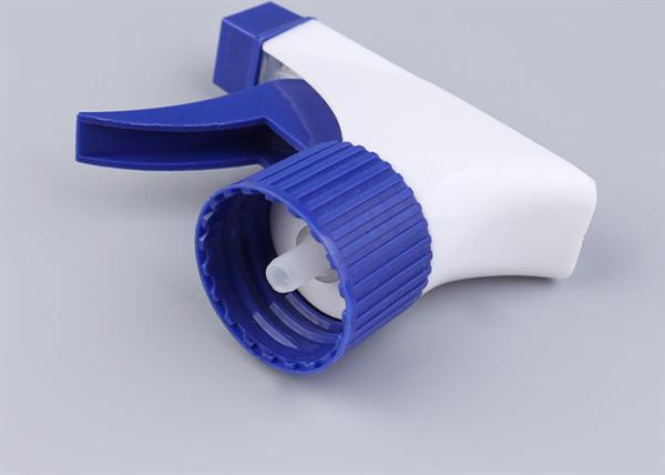 Empty Blue / White Spray Bottle Cap , Racheted Closure Hand Pump Water Mister
