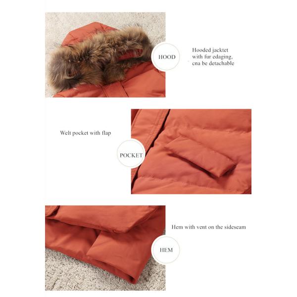 Young Yellow Polyester Bomber Jacket With Fur Hood Womens