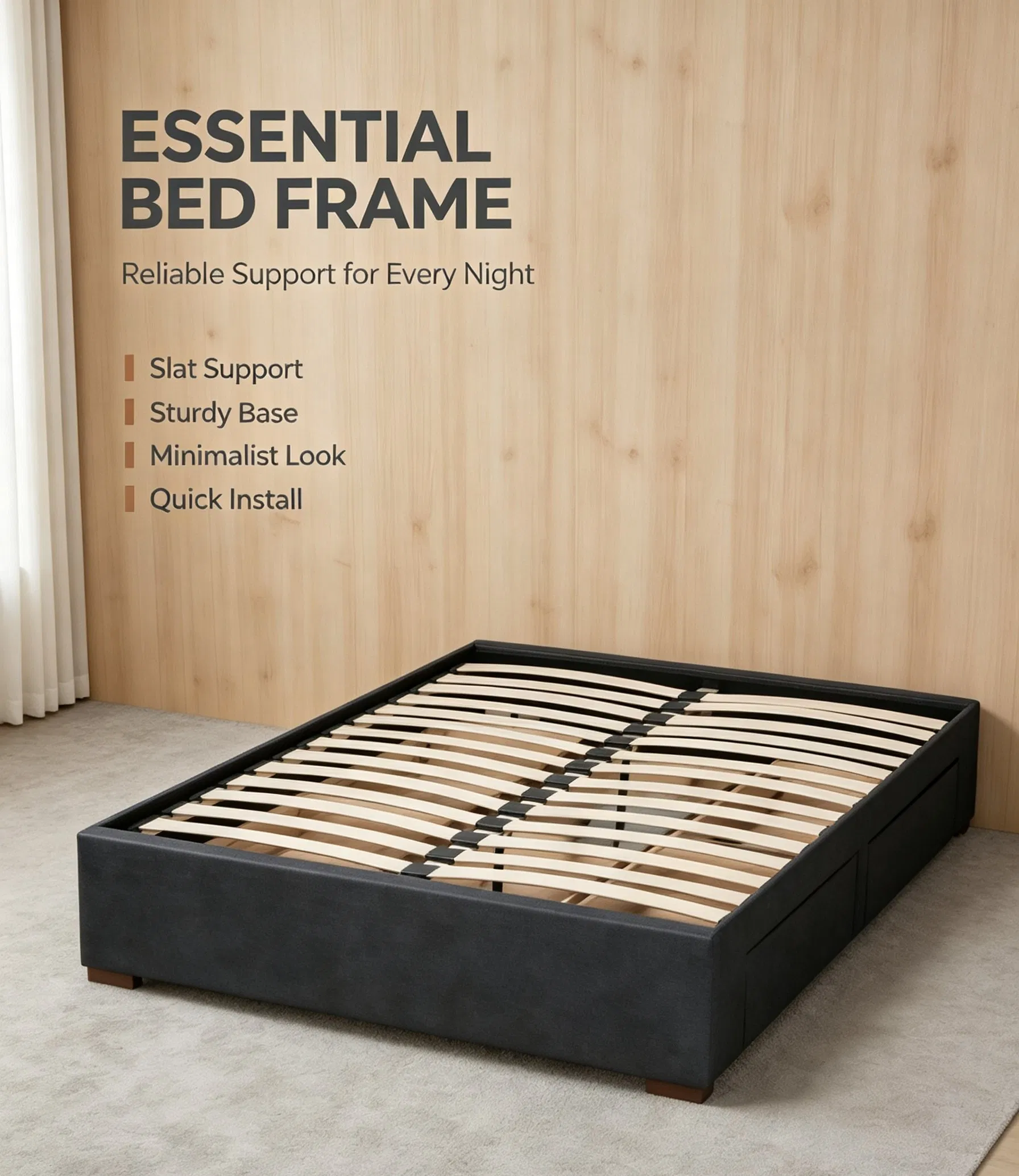 Modern and Contemporary Fabric Upholstered 4-Drawer Platform Storage Bed Frame