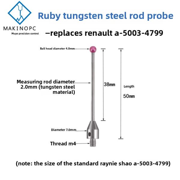 Makinopc CNC Machine Tool Probe Head with M4 Thread New Condition Domestic Steel 3D Ruby Core Engine Component 3 Months Warranty
