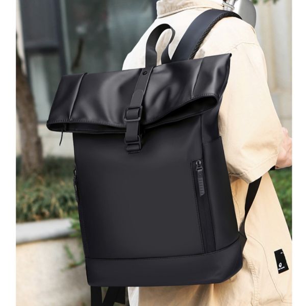 Colefa Male Outdoor Waterproof 16 Inch Computer Rucksack Work Commuting Travel Large Capacity College Student Roll up Backpack