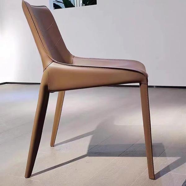 Elegant Metal Base Dining Chairs Saddle Leather Dining Room Chair Handcrafted
