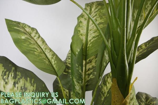 Artificial Golden Dieffenbachia Plant 43 Inch Tall Fake Tropical Lifelike Tree in Pot Silk Faux Dark Green Plant