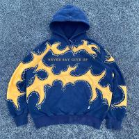 Sudadera con capucha de bordado con apliques de logotipo personalizado, sudadera con capucha informal de 450 g/m², 100 % algodón, diseño de patchwork, sudadera con capucha de talla grande