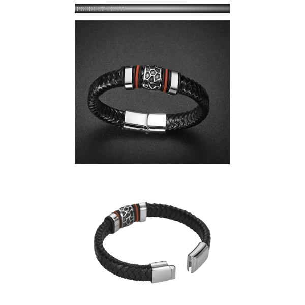 Fashion Jewelry Black Men Leather Bracelet With Magnetic Clasp Wholesale