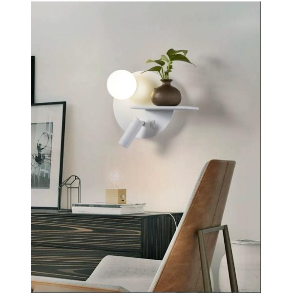 Bedside reading wall lamp acrylic ball USB wireless charger bedroom bed board light living Bedhead wall light for hotel