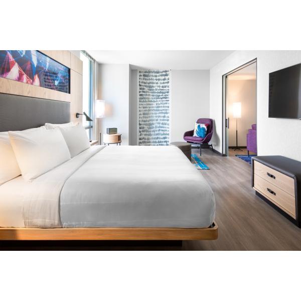 Естественная мебель наборов спальни гостиницы облицовки свободная + изголовье фиксированной мебели большое