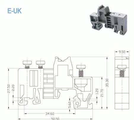 Right Angle Wiring Terminal Blocks Din Rail / High Temperature Terminal Blocks