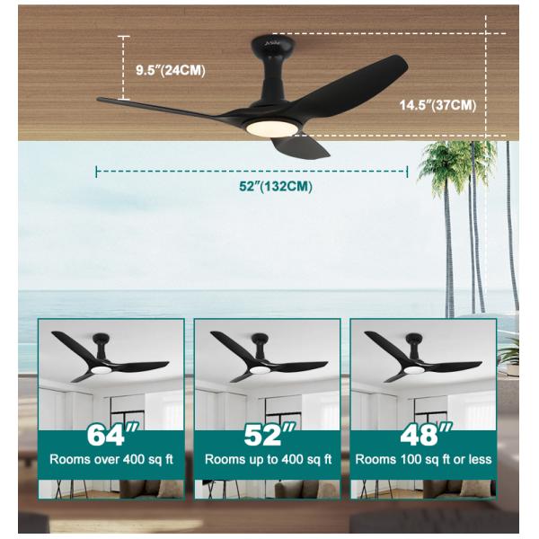 ceiling fan 2700K 3000K 5000K Ventilador de teto de plástico acrílico moderno fácil limpeza