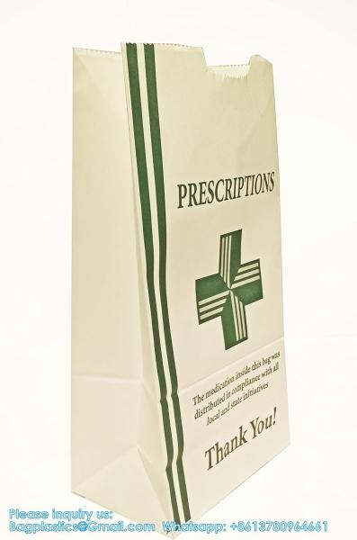 Pharmacy Bag, Prescription Bag 8 x 5 x 17”Pharmacy Paper Bag  Medicine Container, Medication Pack