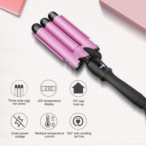 Adjustable Temperature 110W 28mm Triple Barrel Curling Iron For Women