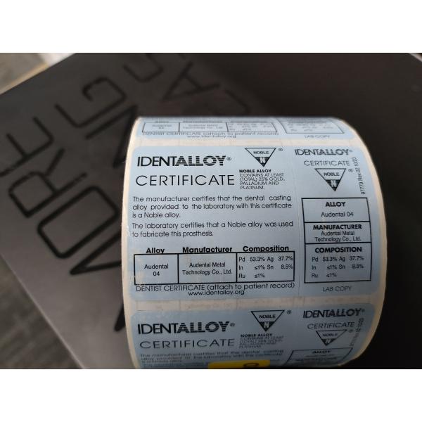 Audental 04 aleación noble de plata-paládio porcelana aleación blanca Pd53.3% para restauraciones dentales de larga duración