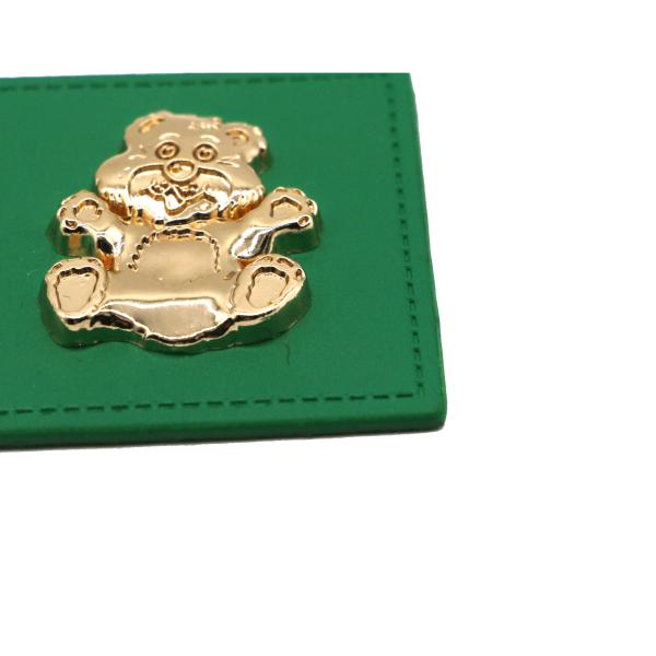 Metal Logo Leather Patches For Clothes Jeans Grenn Gold Color OEM ODM