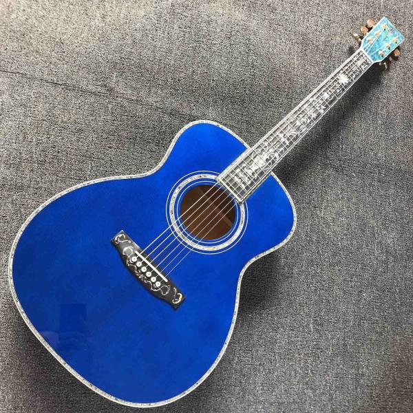Solid Spruce Top Mahogany Neck Burst Maple Veneer Ebony Fingerboard Abalone Om45s Style Acoustic Guitar