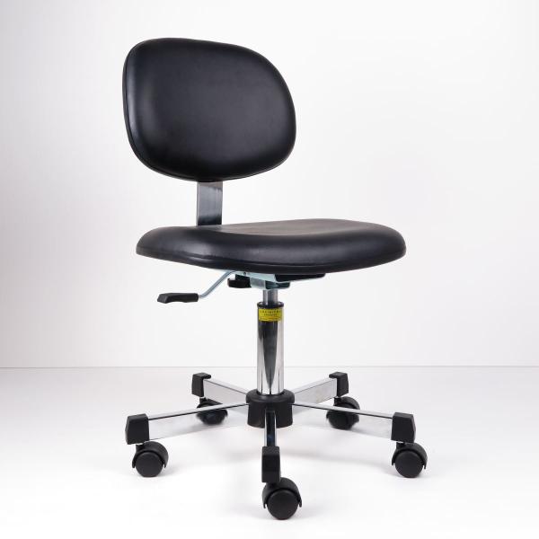 Black PU Leather Ergonomic ESD Chairs Clean Room Chair With Wheels Bench Height