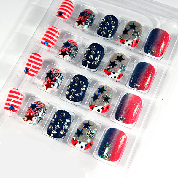 Full Cover Pre Glued Fake Nails professional healthy with diamond