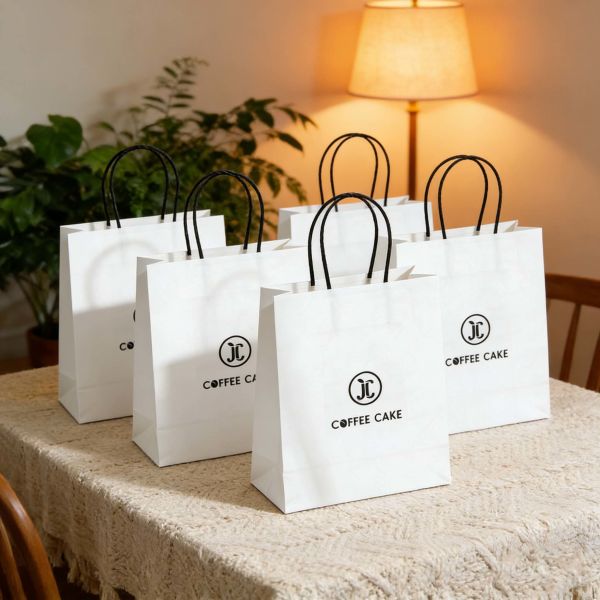 Custom Disposable Kraft Paper  Twisted  Handle  Bag Printing Shopping Bags