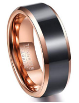 Tungsten Rings White Label Manufacturer Polished Black and Rose Gold Band Ring Jewelry Tungsten Carbide Ring for Men