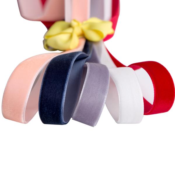 Embroidered 5/8 inch 16mm White and Red Velvet Ribbon for Making Hair Bows Shipping by TNT