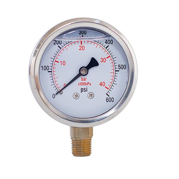 40 Bar 2in Glycerine Pressure Gauge 1/4 BSP Lower Mount Pressure Gauge