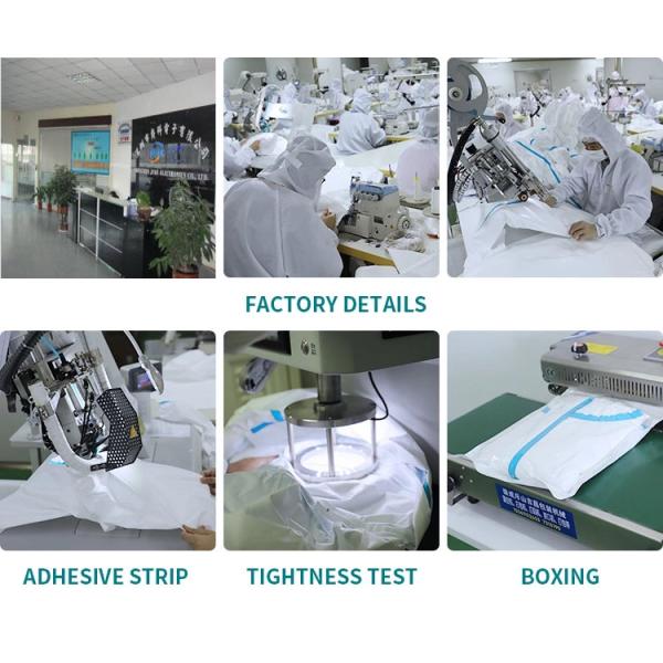 Knitted Cuff Disposable Protective Suit Waterproof Non Woven Surgical Applied