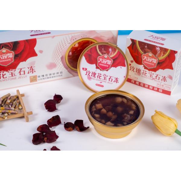 Rose Herbal Jelly with Water Chestnut and Pomegranate Juice 168g Plant Based Functional Dessert Supports Skin Radiance and Detox Ready to Eat Shelf Stable Ideal for Beauty and Wellness