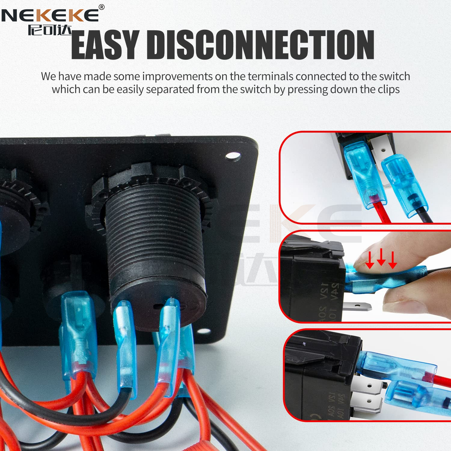 5 Gang Marine Switch Panel IP65 Waterproof with 20A DC Overload Protection and Aluminum Construction