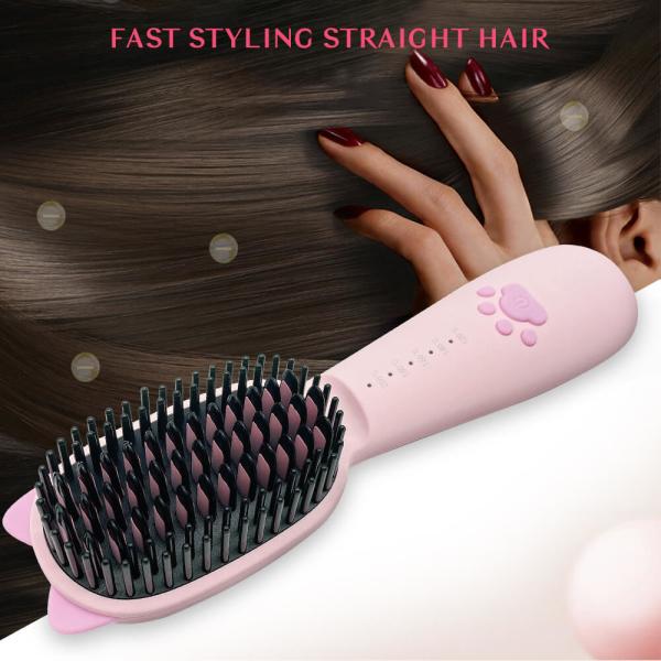 2600mAh Cordless Child Electric Hair Brush USB Chargeable Cute Hair Straightener Brush DC 5V 2A
