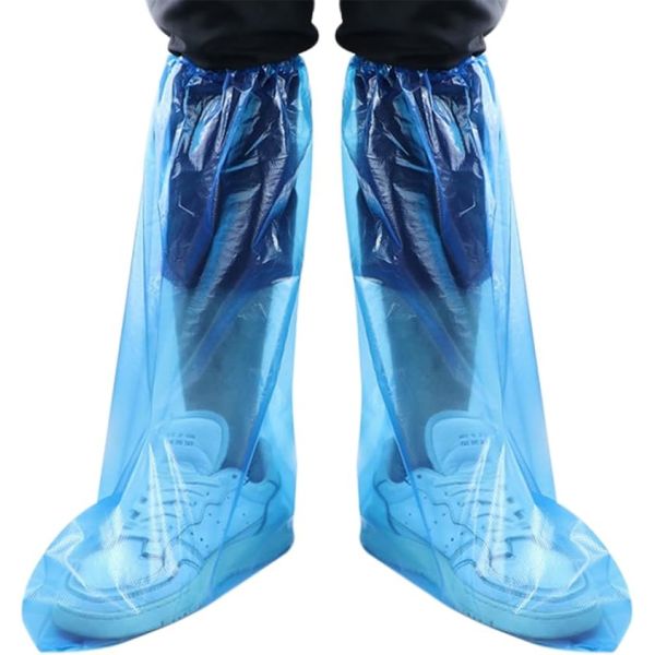 Haixin Knee Shoes Cover Disposable Long Waterproof Boot Covers for Men Women Nonwoven PP PE CPE Knee Waterproof Shoes Cover