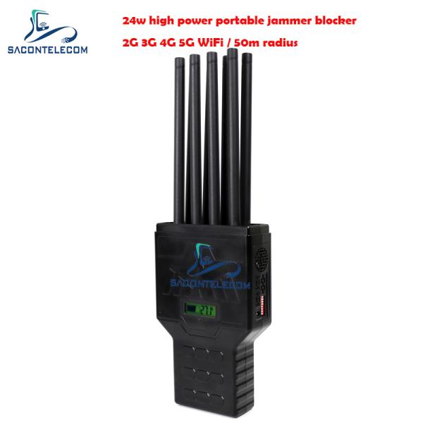 Портативный 2G 3G 4G GPS 5G блокировщик сигналов 50м Дальний диапазон 8 антенн
