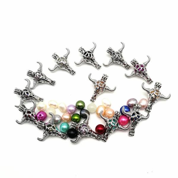 DIY Pendant Jewelry Alloy ox-head Shaped Wish Pearl Cage Pendant