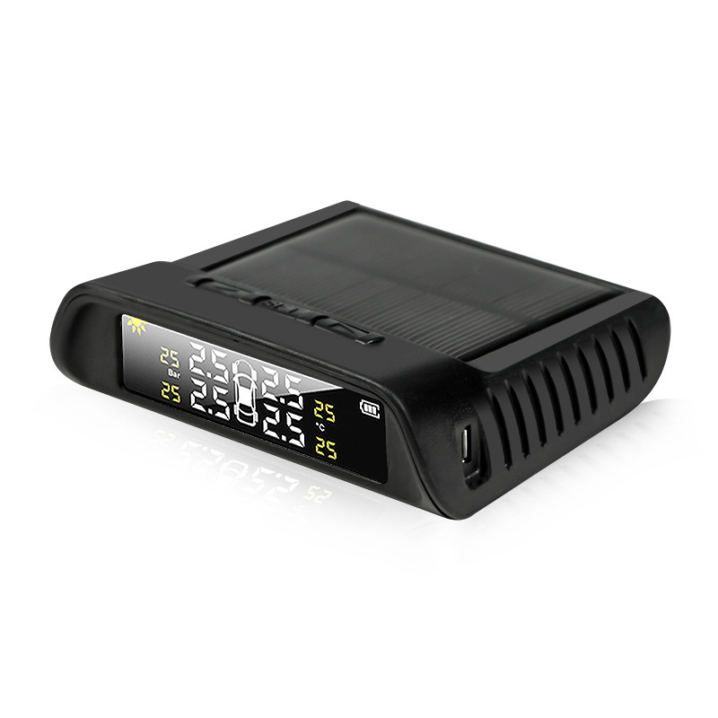 Car TPMS Tire Pressure Monitor with Built-In External Wireless Solar Sensor Digital Plastic
