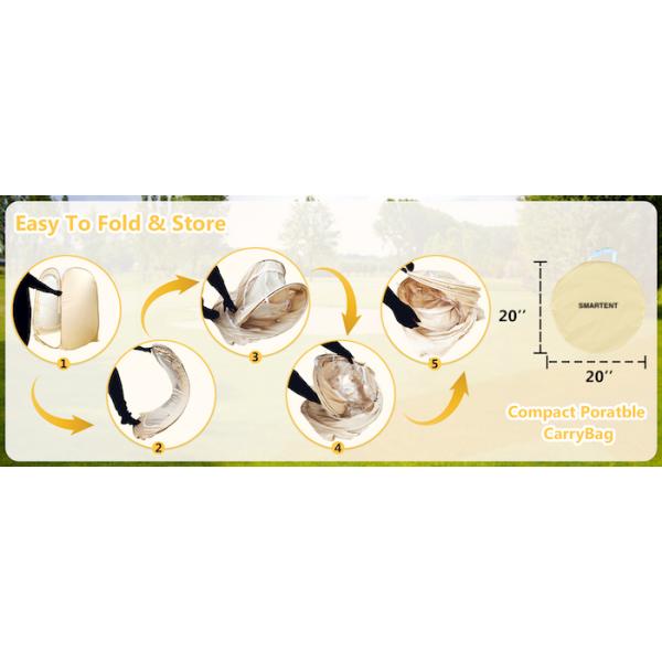 35*35*60 Inch Beige Waterproof UV Protected Pop Up Sports Tents With Easy Setup Includes Carrying Bag Stakes Ropes