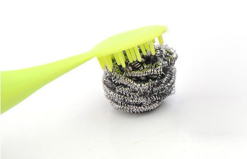 No Peculiar Smell Stainless Steel Scrub , Antibacterial Stainless Steel Scourer With Handle