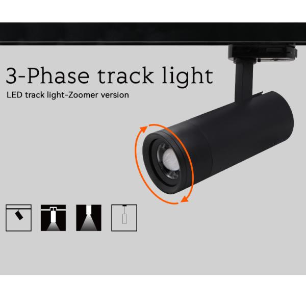 CRI90 Zoomable LED Track Light Aluminum Black Ceiling Spotlight For Museum Gallery