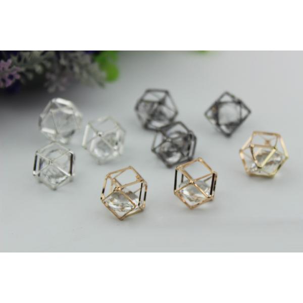 Handmade DIY metal zinc alloy gold nickel 17mm rhombus type diamond ball pendant