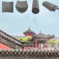 Matte Chinese Antique Temple Tile Grey Clay Roof Tile High Strength UV Resistant For Heritage Buildings