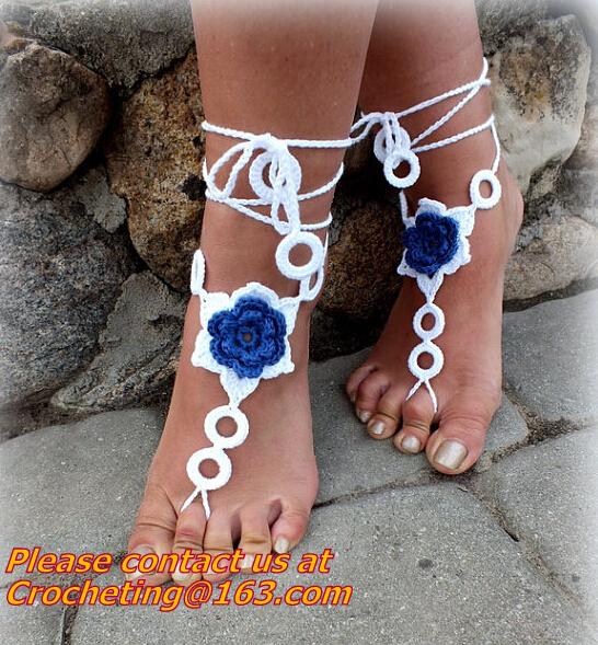 Crochet Barefoot Sandals, Nude shoes, Foot Jewelry, Beach Wedding, Sexy Anklet , Bellydance,Beach Footwear