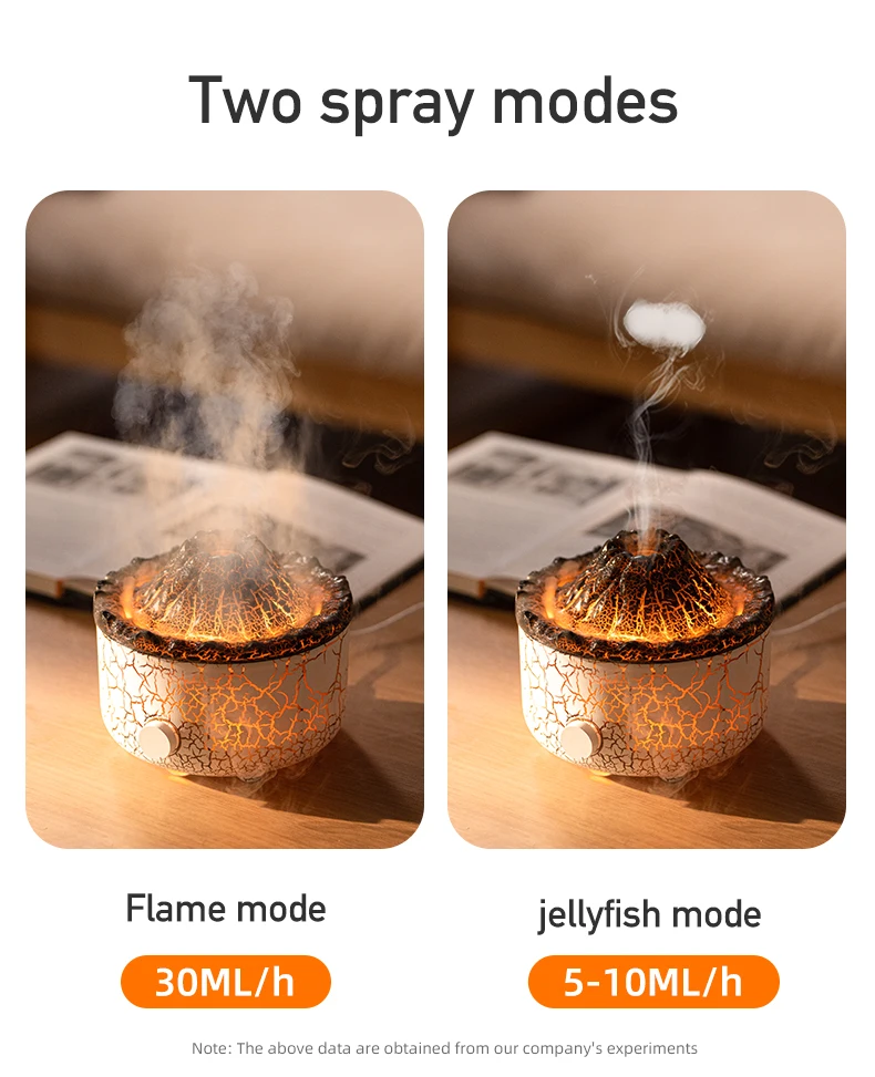 New Yoga Fire Lamp Essential Oil Diffuser Jellyfish Volcano Flame Light Humidifier Aroma Diffuser with Remote Control